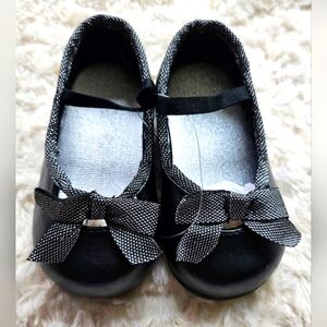 Wee Kids Infant Baby Shoes, Size 3, 6-9 Months, Black Flats, Trimfoot Co, NWT